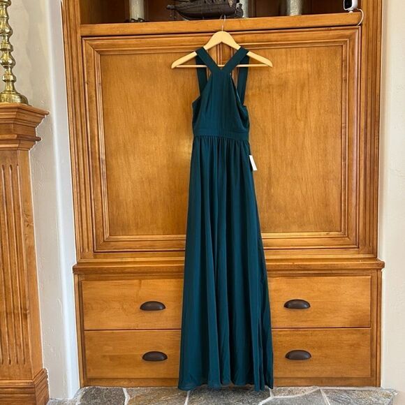 Lulu's Air of Romance Forrest Green  Maxi Dress Size Extra Small NWT - Picture 6 of 16